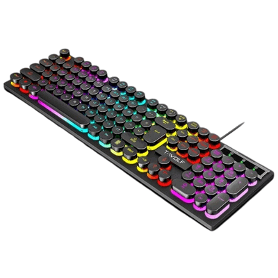 TECLADO USB RETROILUMINADO T80 NEGRO RETRO PUNK T-WOLF