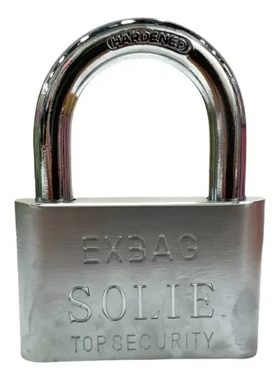 Candado Solie Acero 70mm Doble Traba Seguridad Resistente Agua Plateado