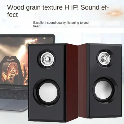 Parlantes Estéreo 2.0 con Alimentación USB y Sonido 3D tipo madera