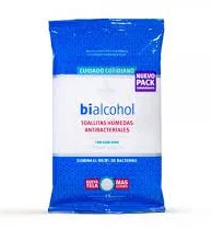 TOALLITAS HUMEDAS ANTIBACTERIALES X 15 UNI. BIALCOHOL
