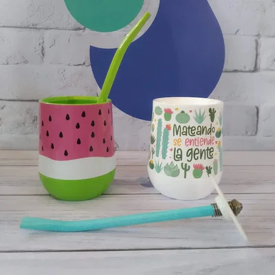 MATE DECO + BOMBILLA SACA YERBA BERUPLAST