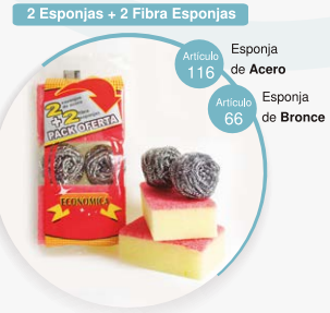 PACK AHORRO 2 ACERO + 2 FIBRA ESPONJA ROMYL