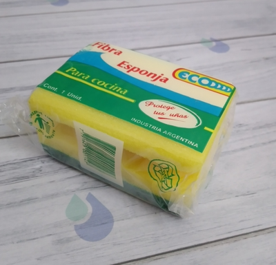 ESPONJA COCINA ECCO ACANALADA VERDE Y AMARILLA