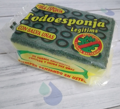 ESPONJA CON FIBRA Y SALVA UÑAS TODO ESPONJA