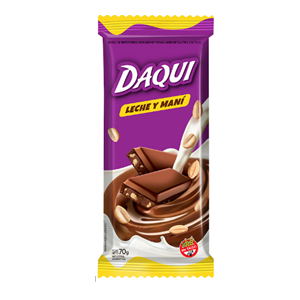 CHOCOLATE DAQUI LECHE Y MANI X 70G