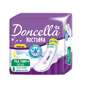 DONCELLA TOALLITAS NOCTURNA CON ALAS X 8U