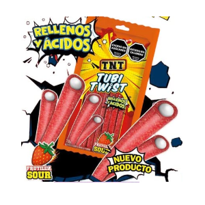 REGALIZ TNT TUBITWIST FRUTILLA ACIDA DISPLAY 12 UN X 15G
