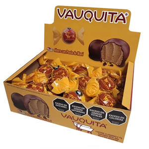 VAUQUITA BOMBON RELLENO CON PASTA DE MANI DISPLAY 450G