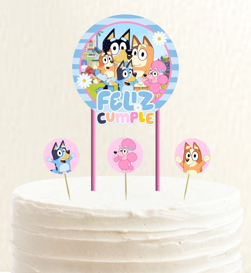 Topper XL Bluey Rosa | Taller Creativo Party Shop
