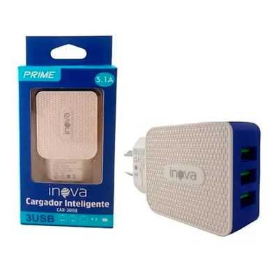 CARGADOR SOLO CABEZAL CARGA RAPIDA 5.1A 3USB INOVA