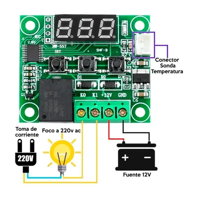 Modulo Termostato Digital Programable Con Display W1209