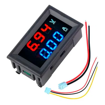 Voltimetro Amperimetro De Panel 99.9v 10a Display Rojo Azul