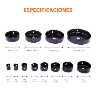 MECHAS SIERRAS COPAS 16 PIEZAS PARA MADERA PLASTICO YESO