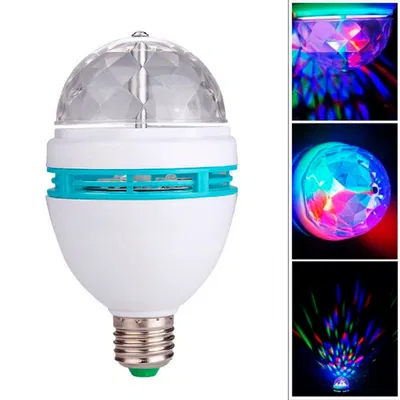 Foco lampara giratoria luces led 3 colores rgb efectos fiestas 220v