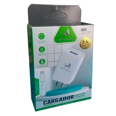 CARGADOR MICRO USB V8 CARGA RÁPIDA 2.4A ROYALCELL