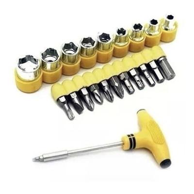 KIT DE 24 PIEZAS CON PUNTAS DESTORNILLADORES Y LLAVES TUBOS T