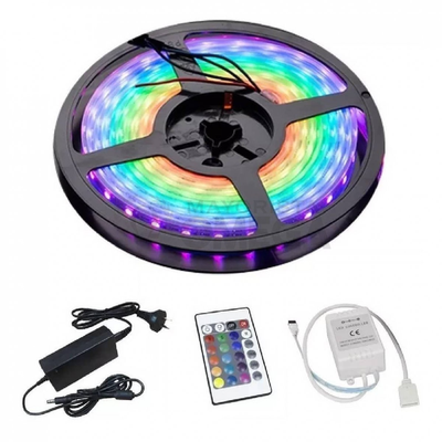 TIRA LED RGB 5050 RGB CON CONTROL CONTROLADOR Y FUENTE 