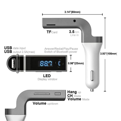 TRANSMISOR RECEPTOR FM BLUETOOTH 12v MANOS LIBRE CARGADOR AUTO