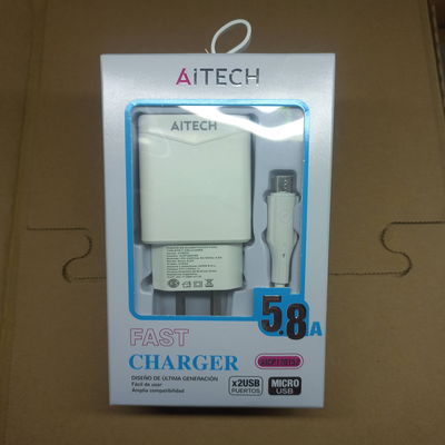 Cargador de Pared Aitech Fast Charger 5.8A 2 Usb Micro