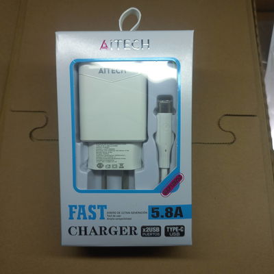 Cargador de Pared Aitech Fast Charger 5.8A 2 Usb Tipo C