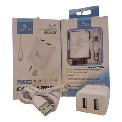 Cargador Micro Usb V8 Legatus 4.8a Carga Rapida