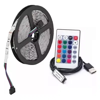 Tira led 5050 RGB 5Mts USB Con Control MOD5050