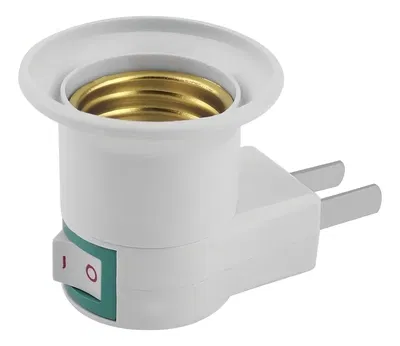 Portalampara Adaptador E27 Tecla Enchufe 220v Patas Ajustable Color Blanco