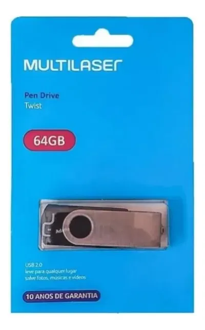 PENDRIVE 64GB MULTILASER 2.0 NEGRO