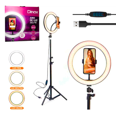 Aro Led 10″ 26CM DINAX DX-AROLUZ01 c/Tripode 2.1m