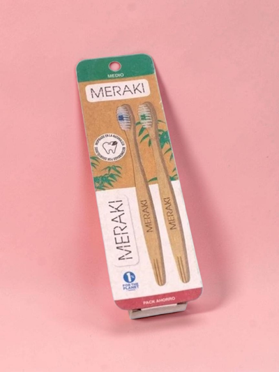 CEPILLO DE DIENTES de BAMBÚ Pack Meraki x 02