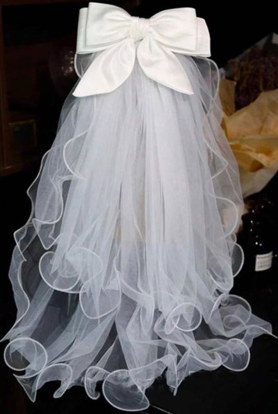 Velo de novia con Lazo Blanco 