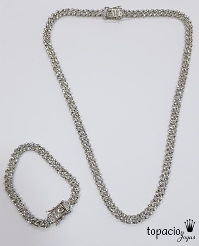 Cadena y pulsera con strass de Acero Quirúrgico
