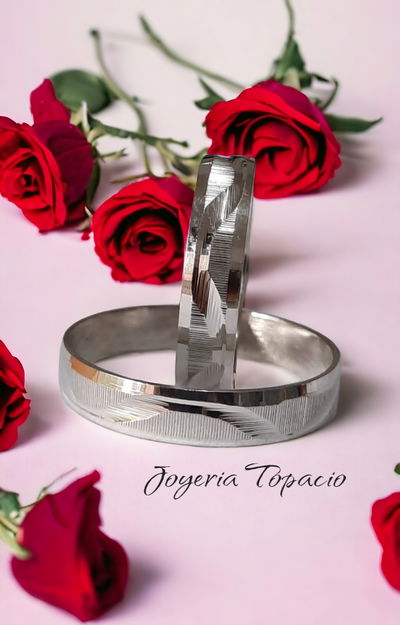 Alianzas de Plata 925 facetadas