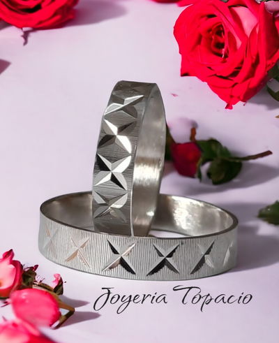 Alianzas de Plata 925 facetadas