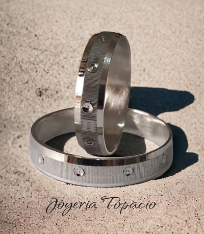 Alianzas de Plata 925 facetadas