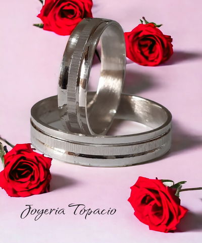 Alianzas de Plata 925 facetadas
