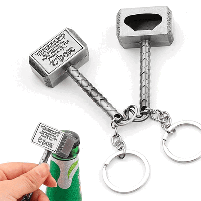 LLAVERO METÁLICO MARTILLO DE THOR MJOLNIR DESTAPADOR