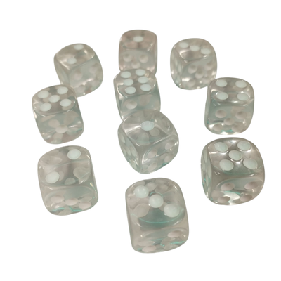 SET x 10 DADOS DE 6 CARAS Transparente 
