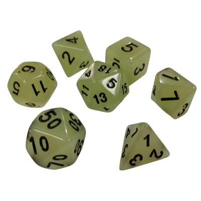 SET DADOS POLIEDRICOS X7 (VERDE) Brillan en la oscuridad 