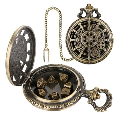SET MINI DADOS CON ESTUCHE DE RELOJ DE BOLSILLO HUECO