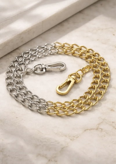 Correa cadena bicolor plata y oro