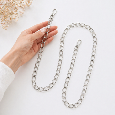 Correa cadena larga plata 130cm