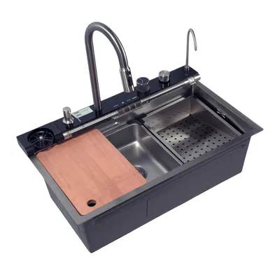 BACHA DE COCINA INTELIGENTE ACERO INOXIDABLE 304 HAUSAR HM-7545-B7-HP