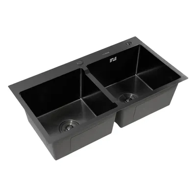 BACHA DE COCINA DOBLE ACERO INOXIDABLE 304 HAUSAR HM-8245-D-BHP