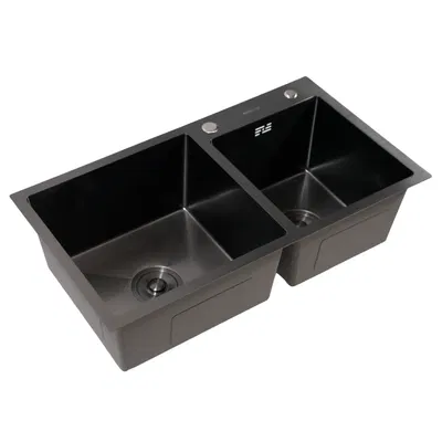 BACHA DE COCINA DOBLE ACERO INOXIDABLE 304 HAUSAR HM-7843-D-BHP