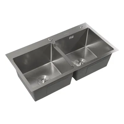 BACHA DE COCINA DOBLE ACERO INOXIDABLE 304 HÄUSAR HM-8245-D-HP