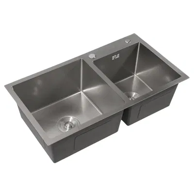 BACHA DE COCINA DOBLE ACERO INOXIDABLE 304 HAUSAR HM-7843-D-HP