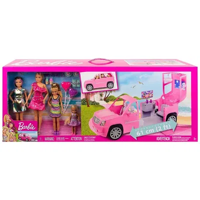 Barbie Playset with 4 Sister Dolls and Limo Barbie, Skipper, Stacie & Chelsea