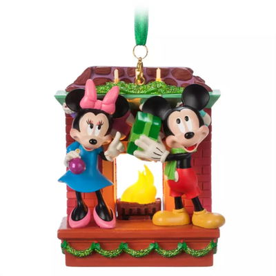 Disney Store Mickey & Minnie Mouse Adorno Navidad Con Luz