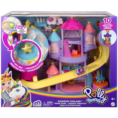 Polly Pocket Mattel Rainbow Funland Theme Park!!